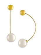 Majorica 12mm White Organic Pearl Drop Earrings/goldtone