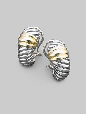 David Yurman Sterling Silver & 14k Yellow Gold Shrimp Earrings