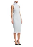 Brandon Maxwell Ribbed Sleeveless Turtleneck Dress