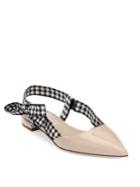 Miu Miu Gingham Leather Slingback Flats