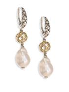 John Hardy Legends Naga 11mm White Baroque Pearl, Sterling Silver & 18k Yellow Gold Drop Earrings
