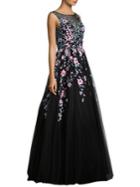 Basix Black Label Sleeveless Embroidered Floor-length Gown