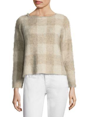 Eileen Fisher Brushed Mohair Checkered Sweater