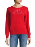 Lingua Franca Old School Embroidered Cashmere Sweater