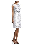 Michael Kors Collection Belted Palm Brocade Dress