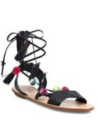 Loeffler Randall Suze Pom-pom Leather Ankle-wrap Sandals
