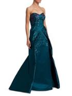 Zac Posen Floral Sequin Embroidered Gown