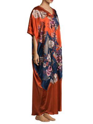 Josie Natori Couture Floral Silk Caftan