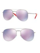 Valentino Garavani Glamtech 56mm Mirrored Aviator Sunglasses