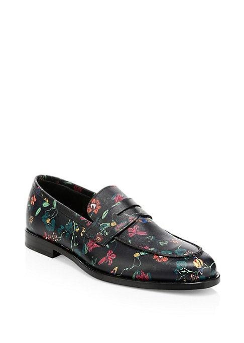 Paul Smith Floral-print Leather Penny Loafers