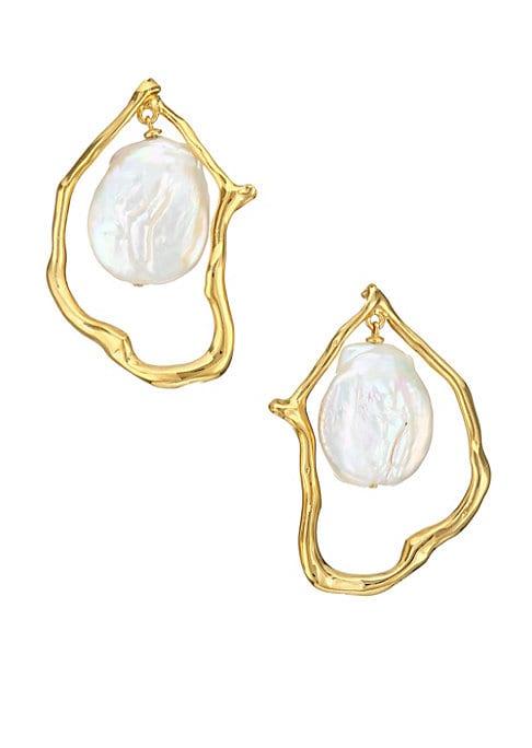 Lizzie Fortunato Formation 18k Goldplated & 20-25mm Freshwater Cultured Pearl Drop Earrings