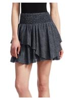 Halston Heritage Smocked Waist Ruffled Miniskirt