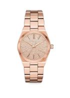 Michael Kors Channing Three-hand Rose Goldtone Stainless Steel Watch