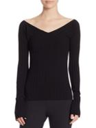 Theory Wide V-neck Ribbed Top