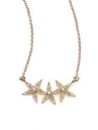 Mizuki Diamond & 14k Yellow Gold Three Flower Necklace