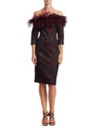 Teri Jon By Rickie Freeman Off-the-shoulder Feather Dress