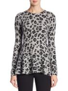 Saks Fifth Avenue Collection Cashmere Printed Peplum Sweater
