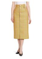 Balenciaga Plaid Wool Midi Pencil Skirt