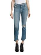 Mother Rascal Distressed High-rise Straight-leg Ankle Jeans