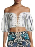 Roberto Cavalli Lace-up Off-the-shoulder Top