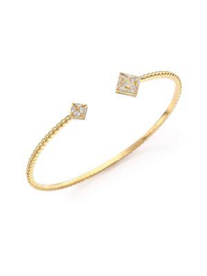 Marli Astrid Diamond & 18k Yellow Gold Cube Cuff Bracelet