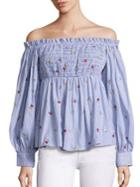 Suno Smocked Cotton Off-the-shoulder Top