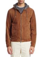 Brunello Cucinelli Classic Leather Hooded Jacket