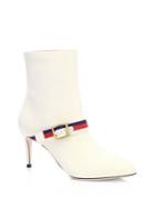 Gucci Sylvie Web-trim Leather Booties