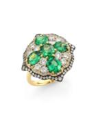 Ivy Rose-cut Diamond & Green Tsavorite Ring