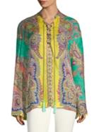 Etro Silk Paisley Lace-up Top
