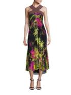 Fuzzi Tropical Floral Print Halter Dress