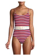 Solid And Striped Nina Striped Belted One-piece