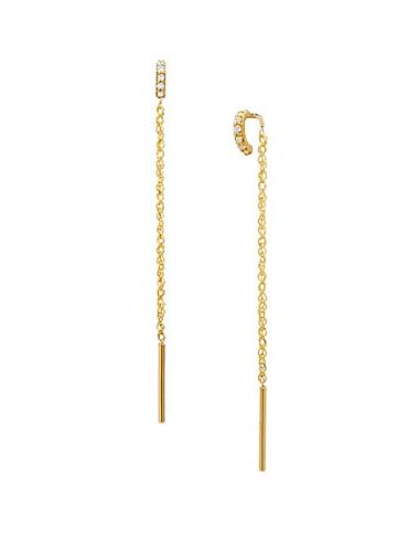 Celara 14k Yellow Gold & Diamond Threader Earrings