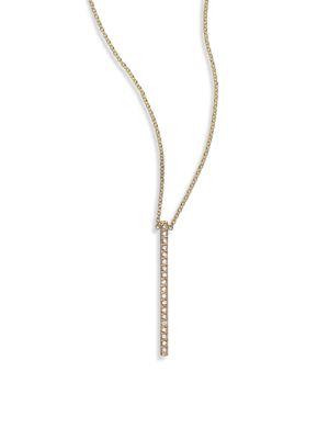 Zoe Chicco Pave Diamond & 14k Yellow Gold Vertical Bar Necklace
