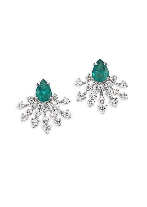 Hueb Luminus Emerald-green Diamond & 18k White Gold Stud Earrings