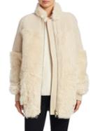 Theory Reversible Shearling Patchwork Coat