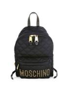 Moschino Quilted Stud Logo Backpack