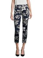 Jen7 By 7 For All Mankind Orchid-print Cropped Skinny Pants