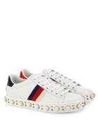 Gucci Gucci New Ace Faux Pearl Studded Leather Low-top Sneakers