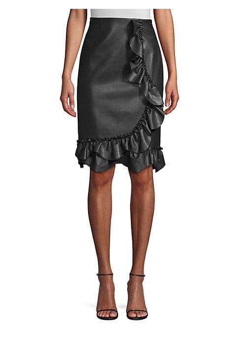 Rebecca Taylor Faux-leather Ruffle Skirt
