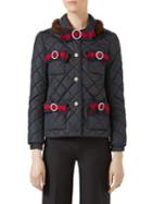 Gucci Mink-trim Bow-detail Quilted Jacket