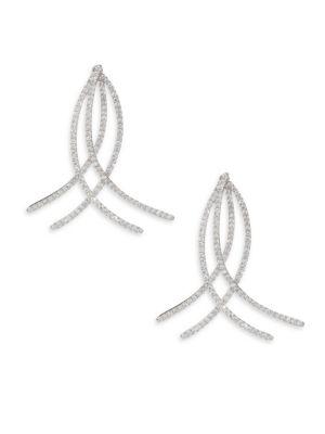 Meira T Pave Diamond & 14k White Gold Drop Earrings