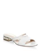Nicholas Kirkwood Casati Pearl-embellished Leather Slip-on Sandals