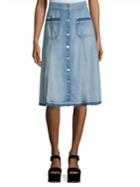 7 For All Mankind Button-front Denim Midi Skirt