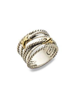 David Yurman Double X Crossover Ring With Gold