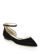 Jimmy Choo Lucy Suede Ankle-strap Flats