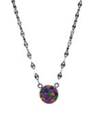 Lana Jewelry 14k Black Gold Sapphire Disc Charm Necklace