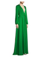 Milly Gina Silk-blend Plunging Wrap Gown
