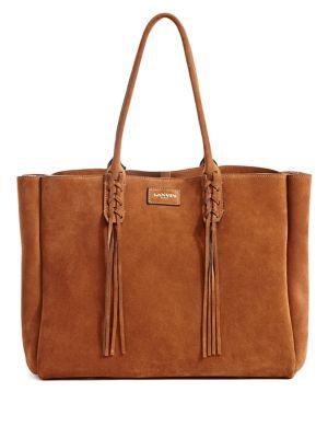 Lanvin Small Tasseled Suede Tote