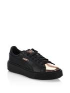 Puma Leather Basket Platform Metallic Sneakers